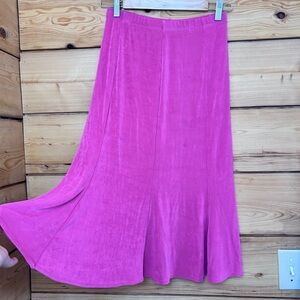 Vintage Kim & Co 609 Tulip Pink Fuchsia‎ Midi Twirl Skirt Slinky Sz Medium Retro